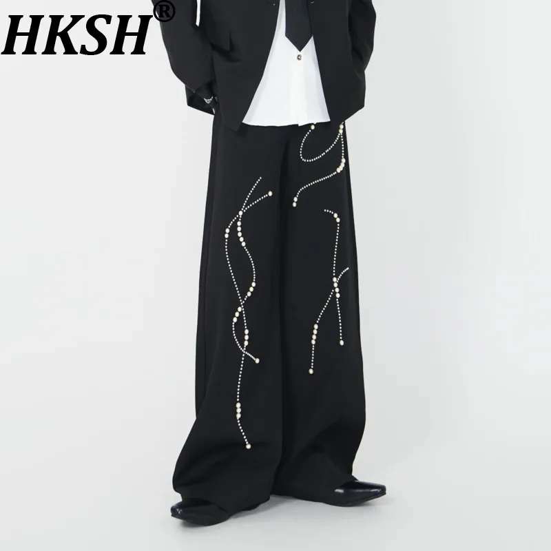 HKSH Spring New Men Tide Dark Non-Iron Wide-Leg Straight Suit-Pants High-End Light Luxury Loose Trousers Draped Chic Ins HK19420 - AliExpress Pants