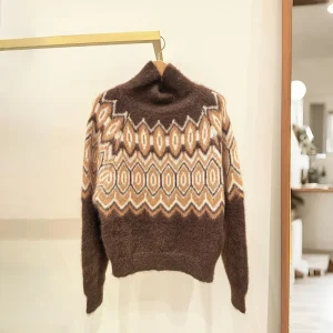 Faionable Retro Geometric Knit High Ne Sweater Women's Long Sve Pull over Furry Autumn Winter Warm Thermal Top - AliExpress Sweaters&Jumpers