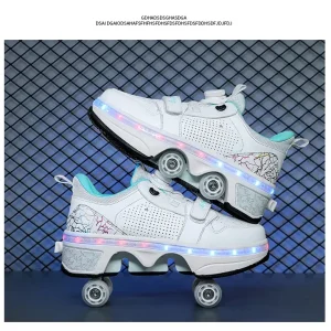 LED Light Deform Wheel Skates Roller Skate Shoes With 4-Wheel  Deformation Parkour Runaway Sneakers Children Adult Rounds Walk - AliExpress Sneakers