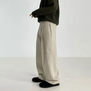 100% Cotton Korean Wide Leg Trousers, High Quality Cleanfit Drapery Pants For Man, Minimalist Oversized Dress Pants - AliExpress Pants