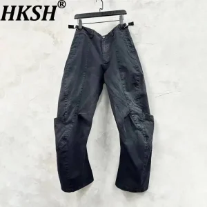 HKSH Spring Autumn New Man Tide Safari Style Vintage Washed Dirty Dye Pleated Loose Multi-pocket Casual Chic Cargo Pants HK13422 - AliExpress Pants