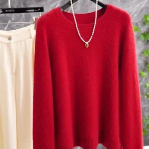Classic Not ugh Series 00 Pure Wool Vintage Red Long Sve Knitted Sweater Base Layer Autumn Winter White Enhancing Knit... - AliExpress Sweaters&Jumpers