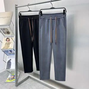 Casual solid color comfortable elastic pants, milk silk soft casual pants for men - AliExpress Pants