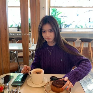Loose Fit round Ne Pullover Sweater Women's Casual Comfortable Spring Knitted Top Purple Color Simple Sle Long Sve - AliExpress Sweaters&Jumpers