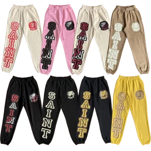 Saint Vani American Sle Cotton Pants Letter Print Casual Trousers Straight Leg Bunching mid Waist Youthful Spring Leisure - AliExpress Pants