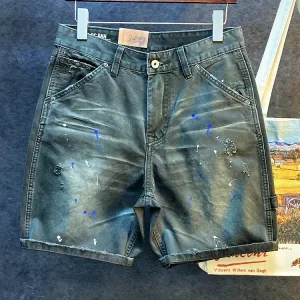 High Quality Vintage Workwear Shorts Men's Spring Summer Thin Washed Loose Casual Five-Quarter Trendy Brand Cotton Straight L... - AliExpress Pants