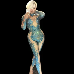 Sexy Stretch Skinny Rhinestone Jumpsuit Women Drag Queen Show Stage Performance Bodysuit Dancer Festival Costumes Club Rompers - AliExpress Jumpsuits&Rompers