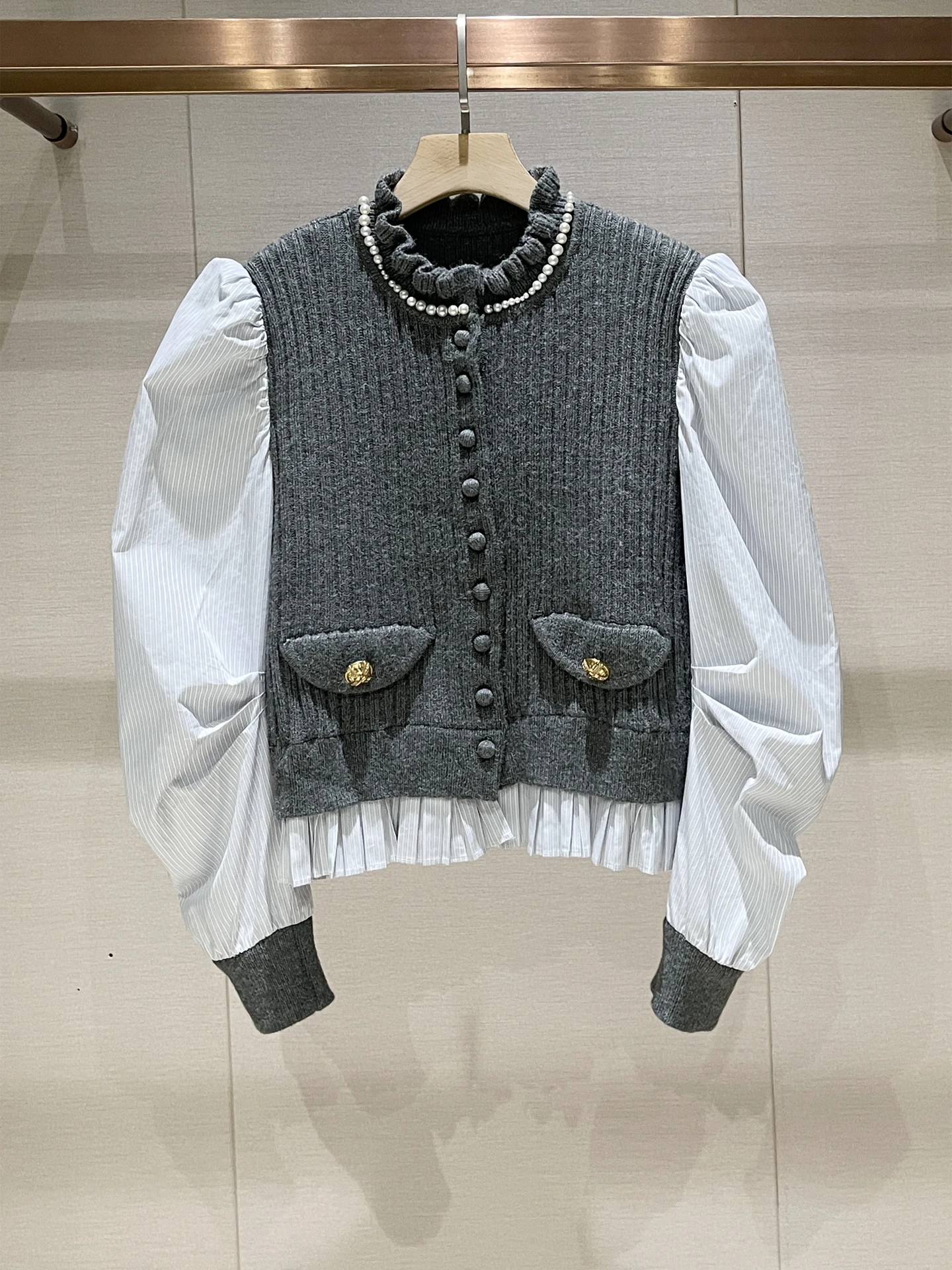 Korean Sle ey Knitted Sweater Apperance Single Button Stand Collar Fake Two-Piece Spring New Arrival Women's Faion - AliExpress Sweaters&Jumpers