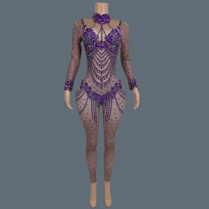 Sparkly Rhinestones Spandex Tight Fitting Jumpsuit Women Sexy Dance Performance Show Costume Club Stage Nigjt Party Outfit Huiyi - AliExpress Jumpsuits&Rompers