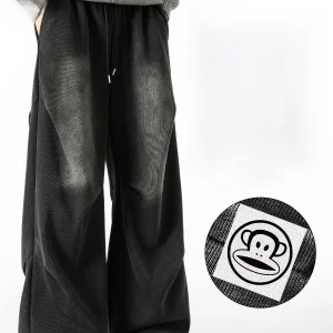 PaulFrank American Sle Pleated Casual Pants Men's Spring 2026 High Street Bla Wide Leg Long Trousers Loose Fit Straight Leg - AliExpress Pants