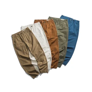 Chigujizao_Autumn and winter men's pure cotton thickened twill casual trousers_solid color multi-color loose straight trousers - AliExpress Pants