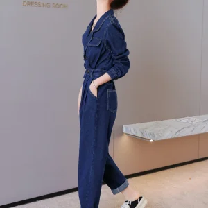 Ele Faionable Loose Women's Denim Overalls Spring Autumn New Sle Retro High Waist Cotton Fabric Casual One-Piece Suit - AliExpress Jumpsuits&Rompers