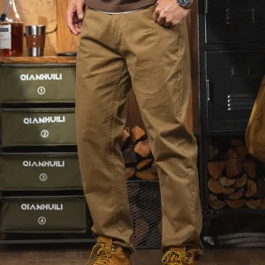 Khaki American Retro Straight Leg Casual Pants Men's Summer New Pure Cotton Workwear Elastic Long Trousers Faionable Ci S... - AliExpress Pants