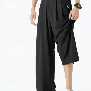 Men's Ice Silk Drape Straight Leg Pants Summer New Cool Feeling Breathable Casual Wide Leg Pants Faionable Stree... - AliExpress Pants