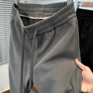 High-End Thickened Velvet Men's Pants Winter Fashion Straight Leg Fleece Lined Casual Sweatpants Youth And Middle-aged Suitable - AliExpress Pants