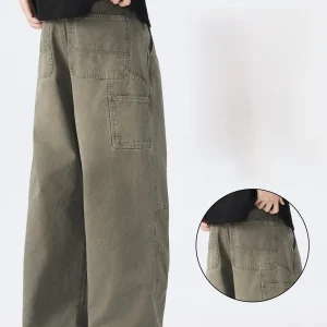 Retro Waed Cotton Jeans Men's Spring Autumn Loose Fit Casual Pants Faionable Versatile Wear Resistant Straight Leg Jeans - AliExpress Pants