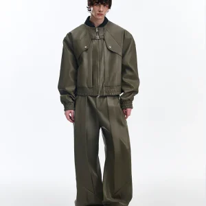 Mauroicardi Spring Autumn Long Cool Baggy Pleated Pu Leather Wide Leg Pants for Men High Waist Luxury Mens Designer Clothes 2025 - AliExpress Pants