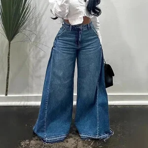 Retro Wide Leg Denim Jeans Women's Y2K Design Bell Bot Loose Fit Straight Cut Spring 2026 Youthful Vitali Sle Travel S... - AliExpress Pants