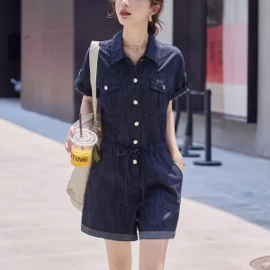 La Chapelle Summer New Women's Thin Denim One-Piece Suit High Waist Straight Leg Cotton Blend Busin Casual Overall Jumpsuit - AliExpress Jumpsuits&Rompers
