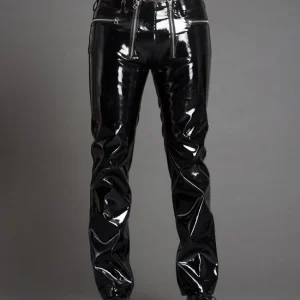 2025 New Men Fashion Slim Bright Painted Leather Pants Zipper Personality Man Trousers Male Singer Sexy Stage Costumes - AliExpress Pants