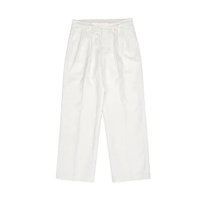 Second Order Cotton Linen Double Pleated Casual Trousers Retro Style Men Tuck Pants White - AliExpress Pants