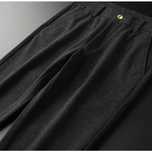 Contains wool black European casual business pants men autumn winter men slim stretch leather brand men's pants - AliExpress Pants