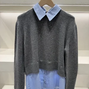 Heidd Early Spring 2026 Striped irt Patchwork Hotfix Rhinestone ey Knitted Sweater Casual Sle Polyester Fiber Long Sve - AliExpress Sweaters&Jumpers