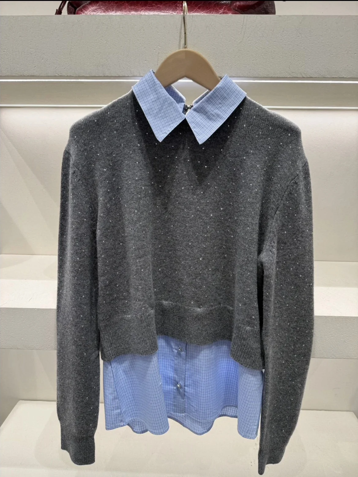 Heidd Early Spring 2026 Striped irt Patchwork Hotfix Rhinestone ey Knitted Sweater Casual Sle Polyester Fiber Long Sve - AliExpress Sweaters&Jumpers