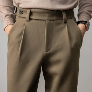 Brown Heavy Duty Woolen Straight Casual Brushed Pants Men High Quality Korean Business Work Trousers - AliExpress Pants