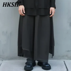 HKSH Spring Autumn New Men's Tide Y2K Original Design High Street Loose Casual Eight-Point Skirt Pants Wide-Leg Pants Ins HK5428 - AliExpress Pants