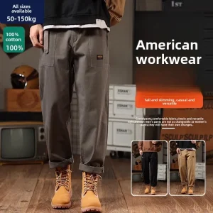 Loose Men's Workwear Pants Straight Leg plus Size for Fat Men Casual Trousers Spring Autumn New Style Hip Hop Cotton - AliExpress Pants