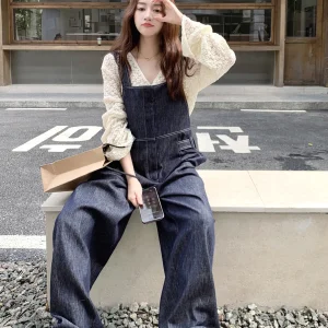 Korean College Sle Denim Overalls Women's Faion Age-Defng Casual Loose Wide Leg Jumpsuit New 2025 Online Exclusive - AliExpress Jumpsuits&Rompers