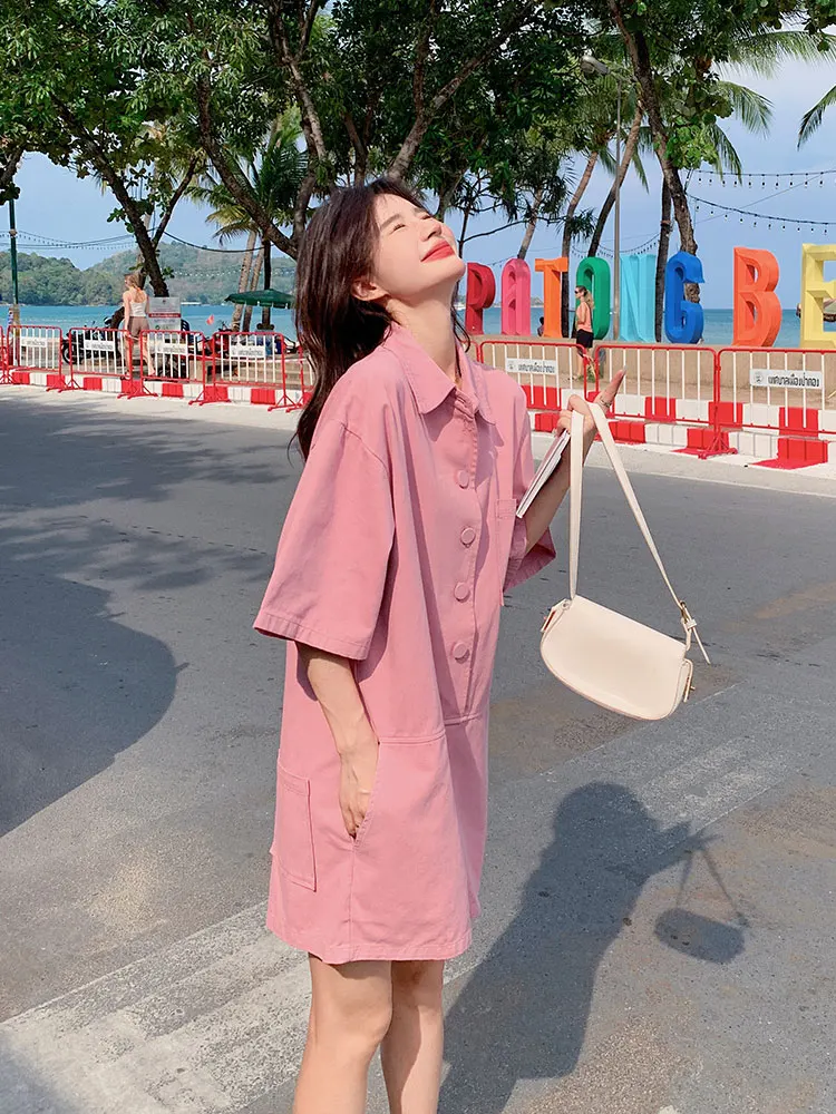 Pink Casual Ne Jumpsuit Women's New 2025 Summer Sweet Small Loose Workwear Wide Leg orts One-Piece Suit - AliExpress Jumpsuits&Rompers