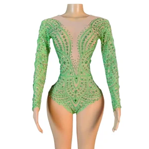Shanbei Sparkly Rhinestone Long Sleeved Bodysuit Night Club Women Dance Stage Performance Elastic Wear Festival Celebrate Outfit - AliExpress Jumpsuits&Rompers