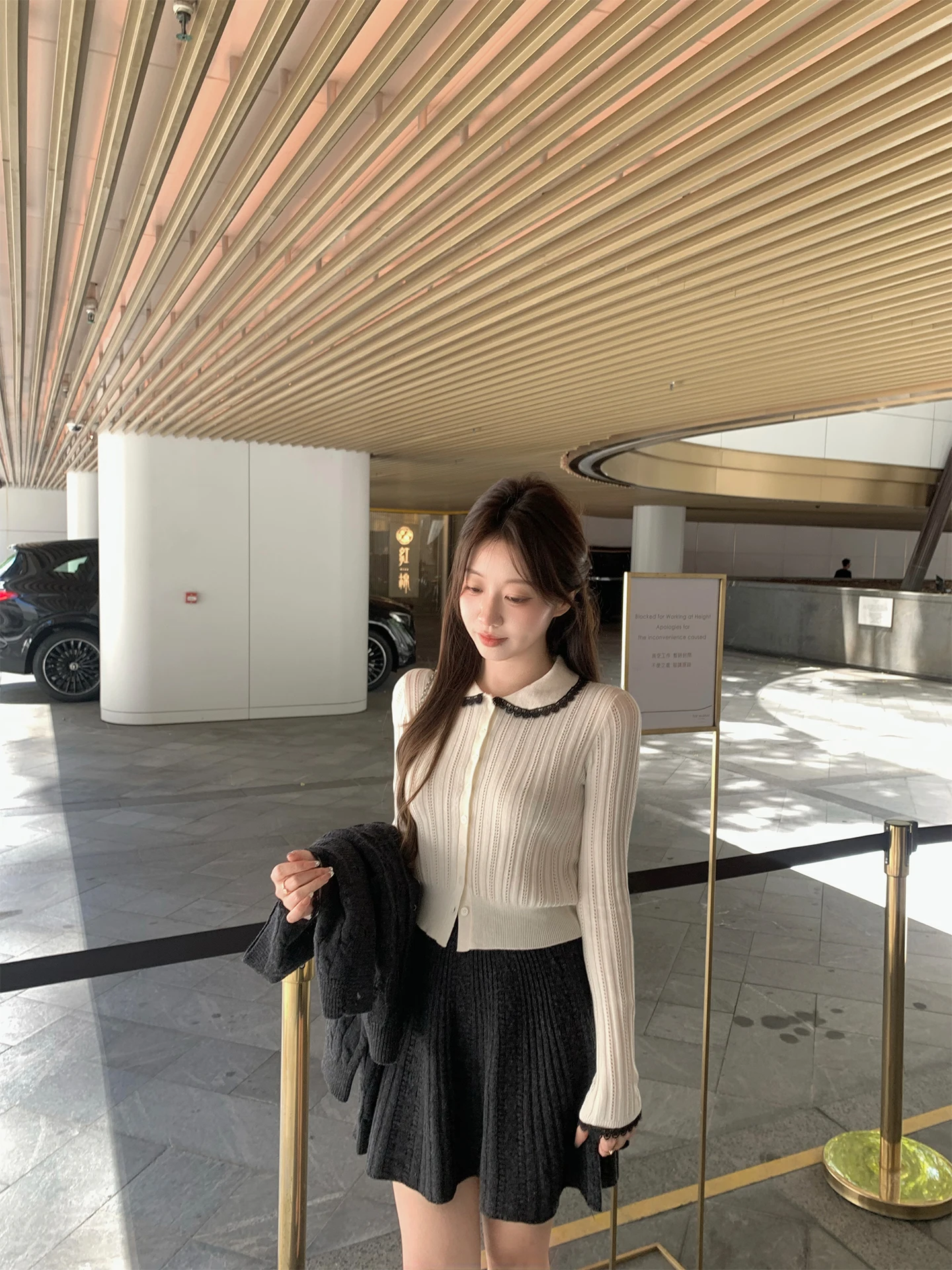 Cute Ja Maple Sugar Enamel Soft Sweet Knitted Open Cardigan Doll Collar Color Block Lace Inner Wear Women's Top Fashionable C... - AliExpress Sweaters&Jumpers