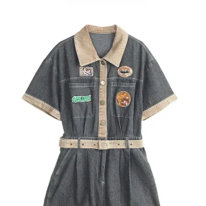 KEIKO Retro Workwear Denim Jumpsuit Women's Summer Thin High Waist Slimming One-Piece orts High Waist Cotton Street Sle - AliExpress Jumpsuits&Rompers