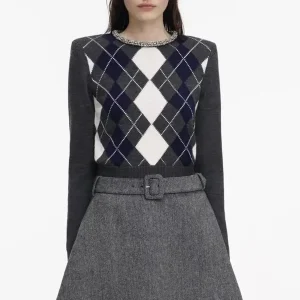 Women diamond patterned Fashion knitted sweater top - AliExpress Sweaters&Jumpers