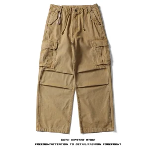 Retro Waed Men's Work Trousers Autumn New Sle Loose Casual Long Pants Multiple kets Straight Leg Cotton Pants - AliExpress Pants