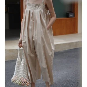 Unular 996 Double Strap Jumpsuit Wide Leg Pants Cotton Blend High Waist Long Trousers Light Weight Online Exclusive - AliExpress Jumpsuits&Rompers