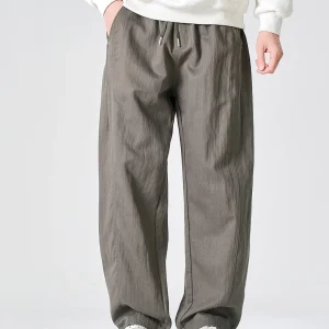 Spring 2026 Men's Cotton Linen Casual Pants Loose Waist Straight Leg Wide Leg Trendy Brand Breathable Comfortable Straight Cut - AliExpress Pants