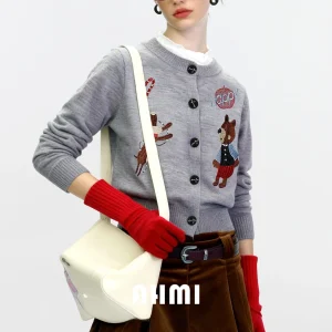 AHMI Cartoon Print Knitted Cardigan Soft Long Sve round Ne Warm Casual Faion for Girls Spring Autumn Fun Vivacious - AliExpress Sweaters&Jumpers