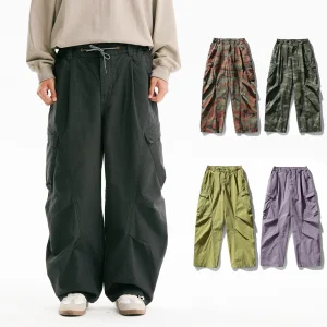 Retro Japanese Sle Work Pants Multiple kets Wide Leg Loose Fit ex Casual Trousers Floor Length Loose Long Pants - AliExpress Pants