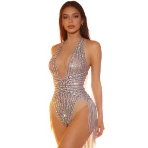 Sexy Sleeveless Club Party Rhinestone Bodysuits Women Festival Outfit Show Performance Jumpsuits Bodycon Rompers Dance Leotard - AliExpress Jumpsuits&Rompers