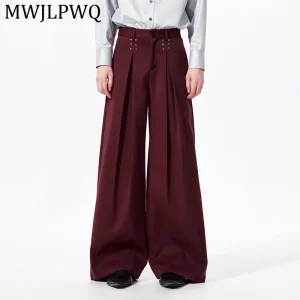 MWJLPWQ Pleated Design Street Style Wide-Leg Trousers For Men Spring Metal Design High-End Stylish Loose-Fit Long Pants 14232 - AliExpress Pants