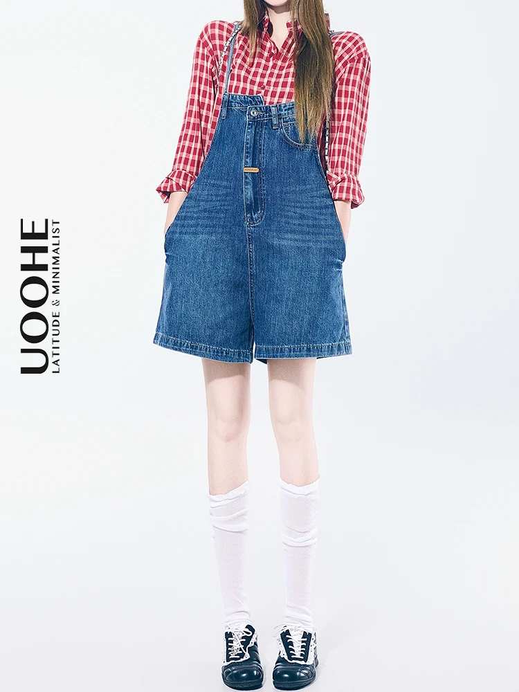 American Retro Denim Overalls Women's Loose Wide Leg Jumpsuit ort Pants High Waist Zipper ket Cotton Blend Spring 2026 - AliExpress Jumpsuits&Rompers