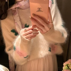 Eees Vintage Garden 00% Wool Knitted Long Plu Soft Knit Sweater Winter Warm Gentle Sle Loose Fit round Ne Sweater - AliExpress Sweaters&Jumpers