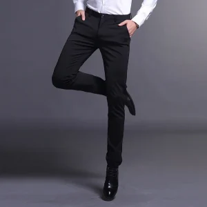 New Men's Casual Pants Thin Busin West Pants Summer Trend Bla Slim Fit Long Pants M Pants Faion Urban Sle Anti-Wr... - AliExpress Pants