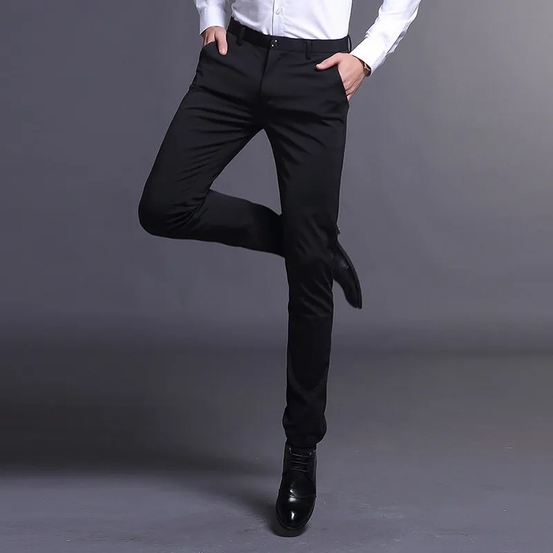 New Men's Casual Pants Thin Busin West Pants Summer Trend Bla Slim Fit Long Pants M Pants Faion Urban Sle Anti-Wr... - AliExpress Pants