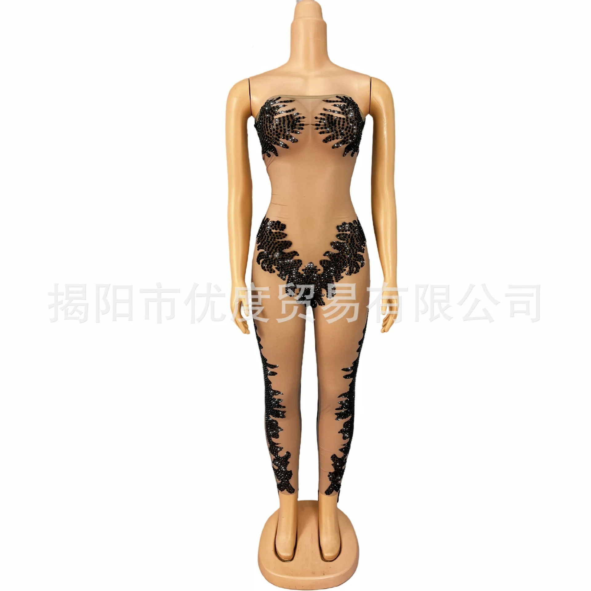 Design Sense Slim Mesh Patchwork Rhinestone Jumpsuit Singer Night DJ Reception Party Performance Black Corsage Vestidos De Festa - AliExpress Jumpsuits&Rompers