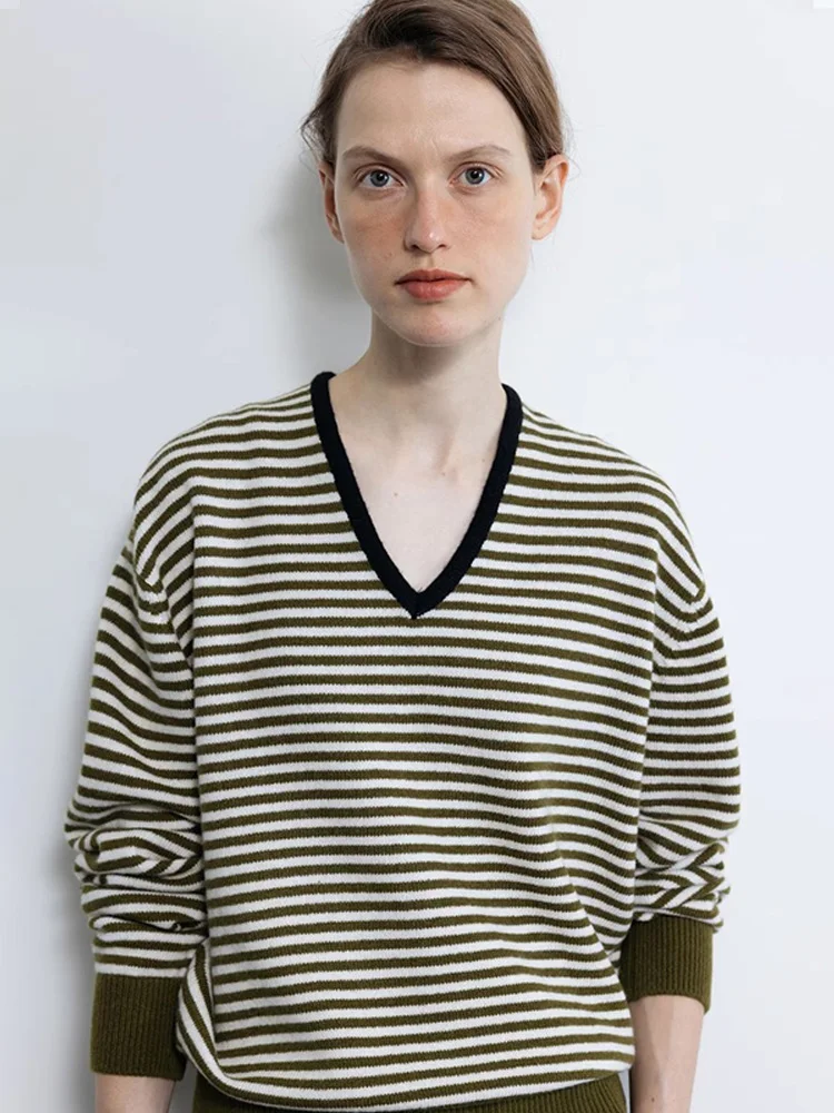 Women's Striped Knitwear Casual Long Sve V-Ne Vintage Early Spring Faion Sweet Sle Regular Length Woolen Sweater - AliExpress Sweaters&Jumpers